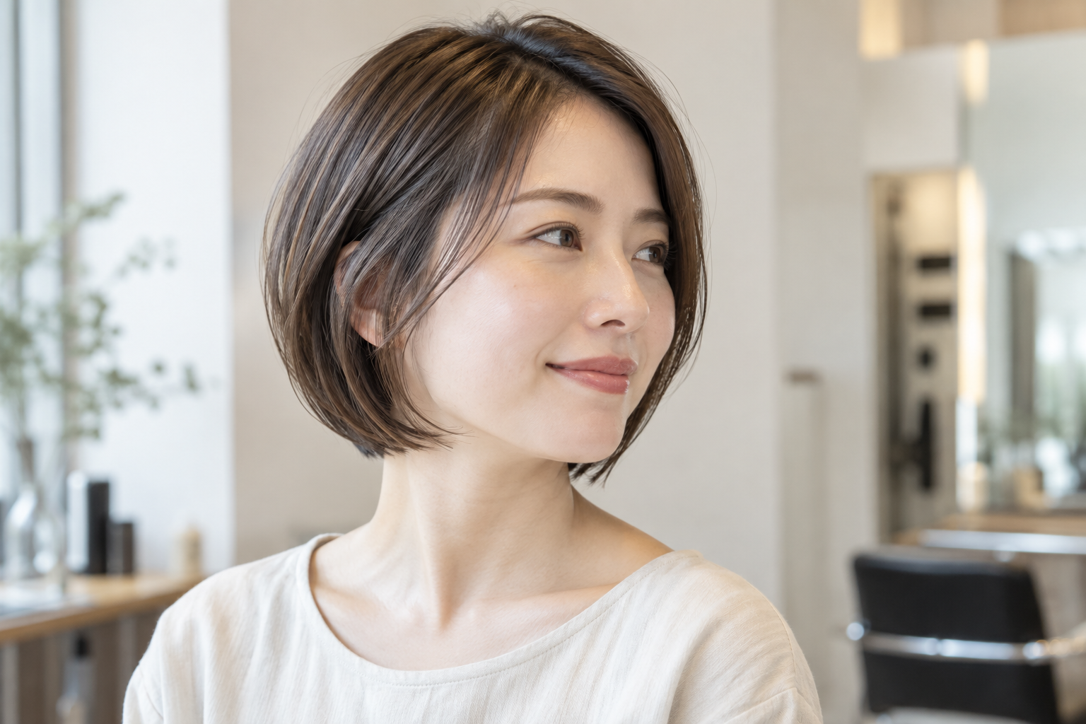 あご付近のボブヘアの女性